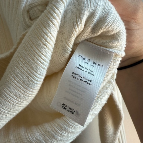 Rag & Bone Cotton Ribbed Cream Cottagecore Sweater size XS - Picture 3 of 4